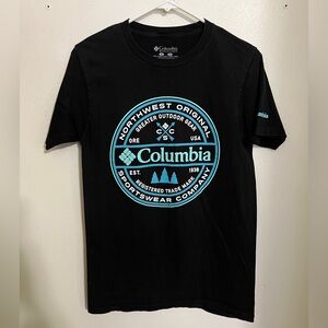 COLUMBIA SPORTSWEAR Classic Logo Outdoor T Shirt‎ Black Teal Green Men's Size S